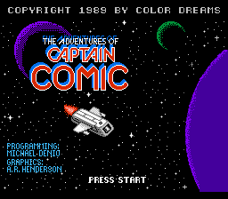 The Adventures of Captain Comic Title Screen